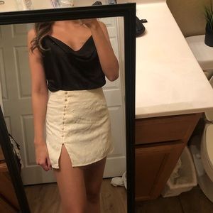 Black satin cowl neck cami tank top